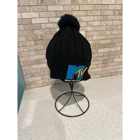 2017 MTV Embroidered Ski Pom Hat. ..Black - Picture 1 of 2